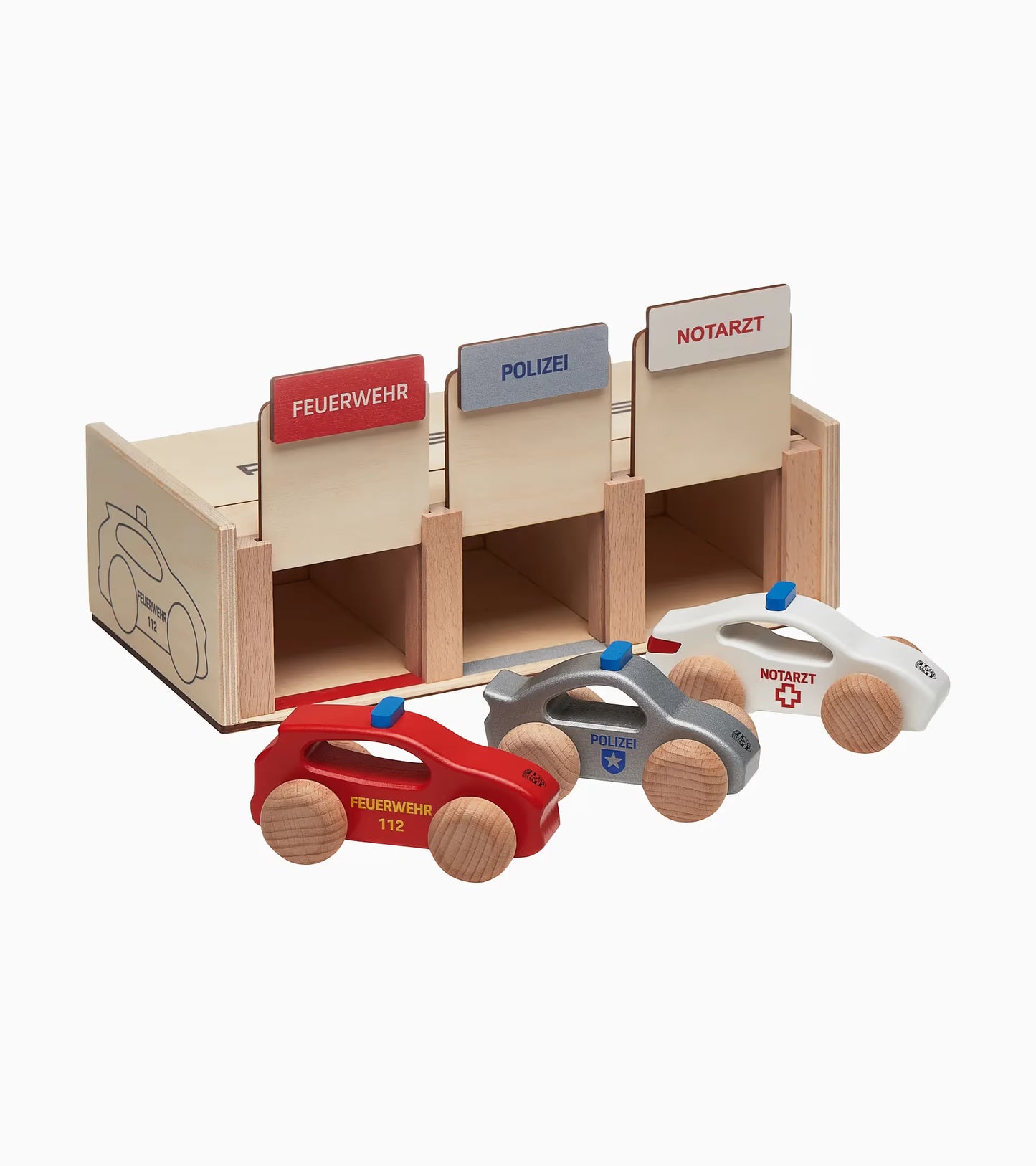 Juego de vehículos de emergencia de madera
